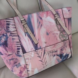Pink floral guess tote worn three times